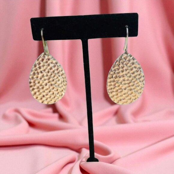 Lily Maris Hammered Silver Drop Earrings - Picture 1 of 4